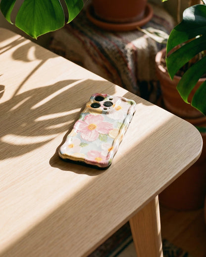 Luxury Retro Oil Painting Flower Case For Apple iPhone 11, 12, 13, 14, 15, 16, Plus, Pro, Pro Max.