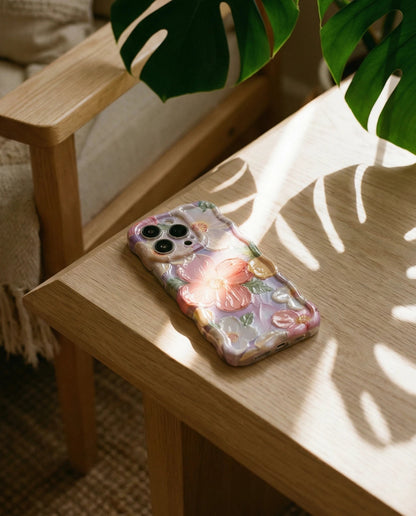 Luxury Retro Oil Painting Flower Case For Apple iPhone 11, 12, 13, 14, 15, 16, Plus, Pro, Pro Max.