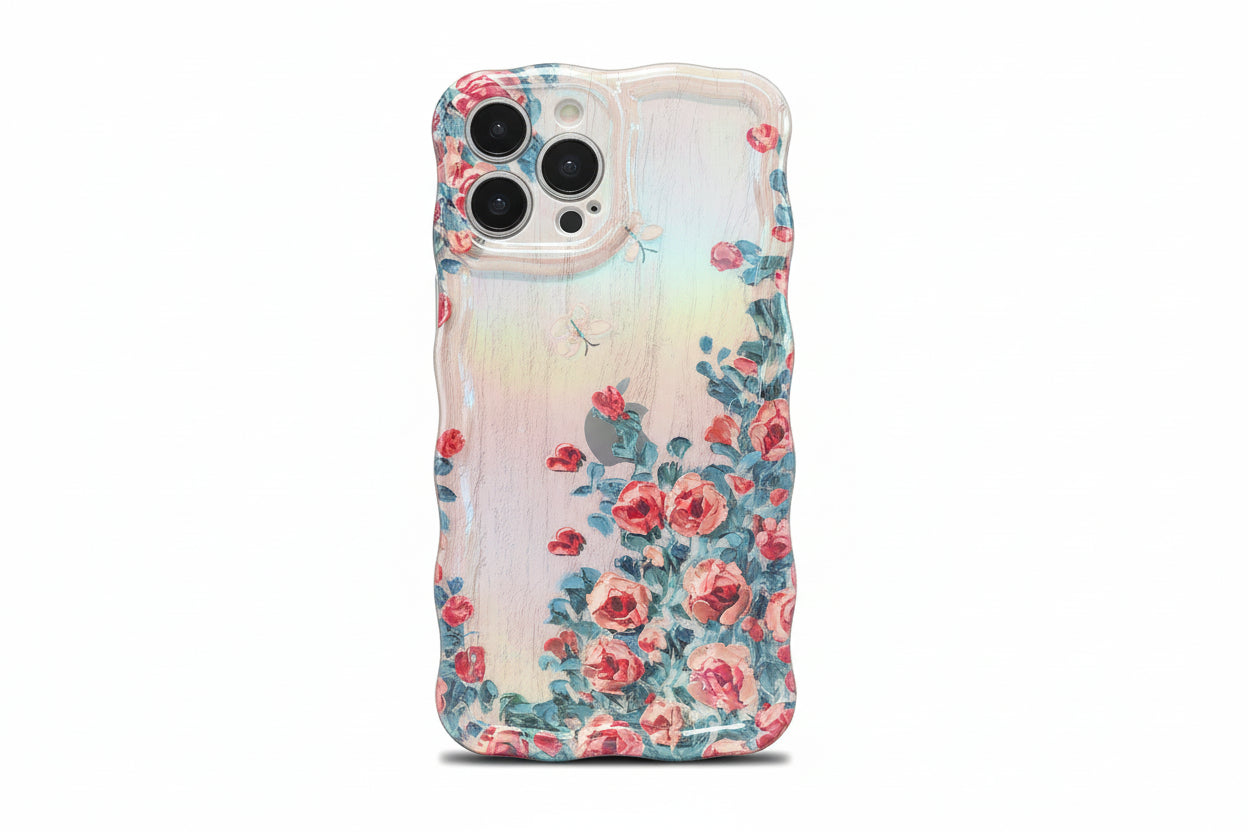 Luxury Retro Oil Painting Flower Case For Apple iPhone 11, 12, 13, 14, 15, 16, Plus, Pro, Pro Max.