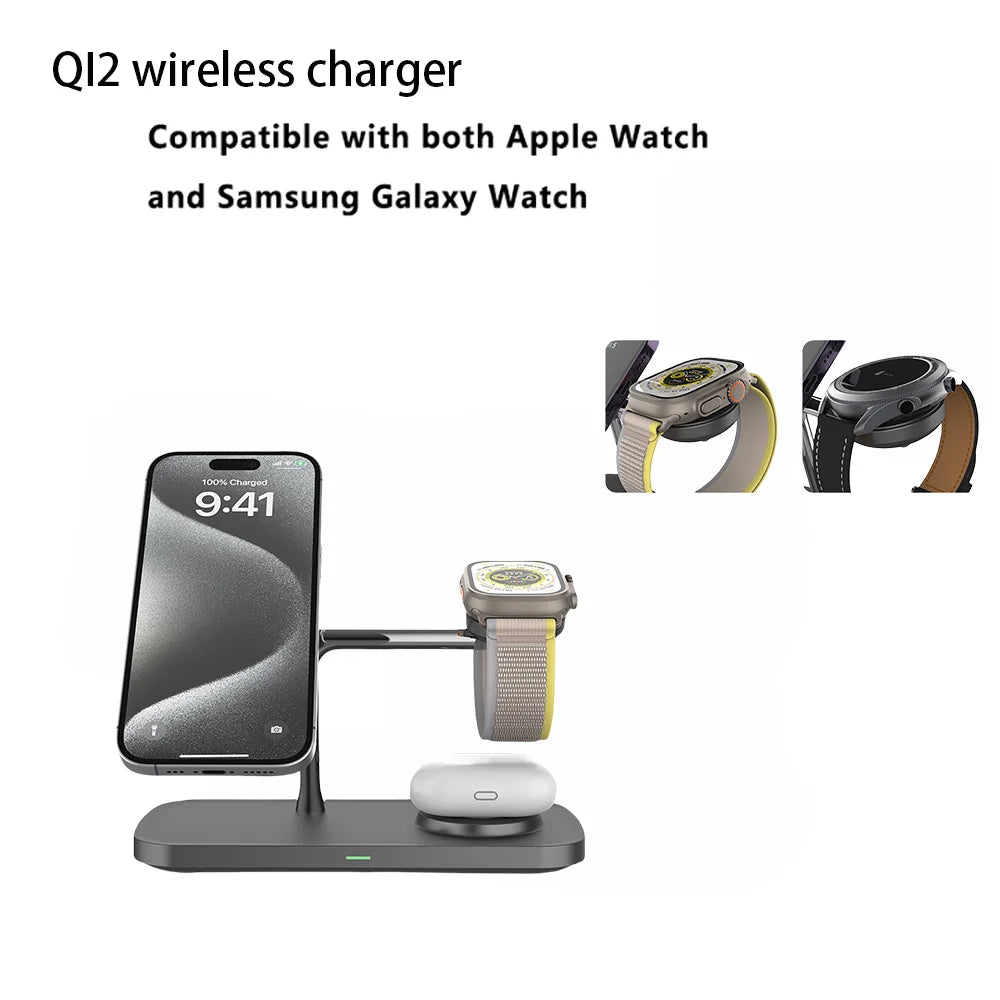 Ultra Wireless Fast Charging Dock/Stand, 3in1 For Samsung Galaxy & Watch, Apple Watch, Airpods & iPhone 12 13 14 15 16 17