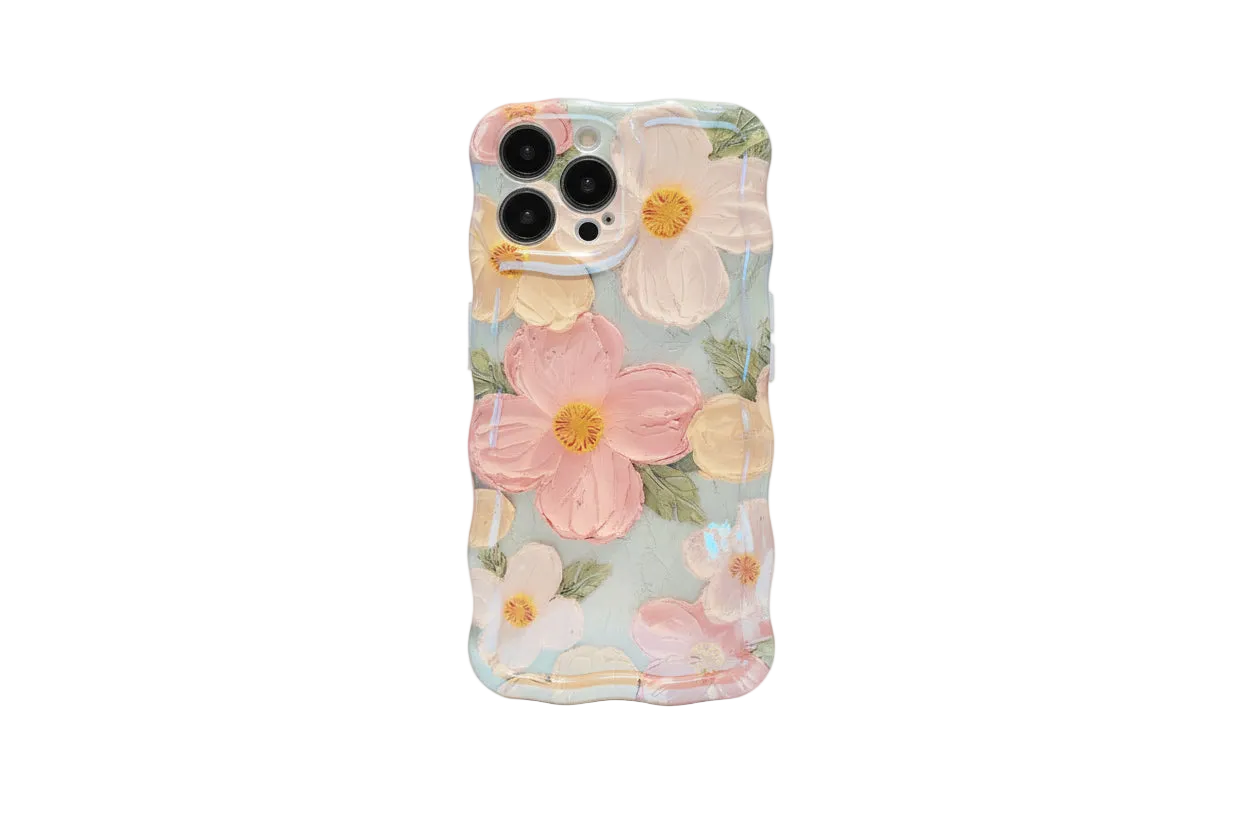 Luxury Retro Oil Painting Flower Case For Apple iPhone 11, 12, 13, 14, 15, 16, Plus, Pro, Pro Max.