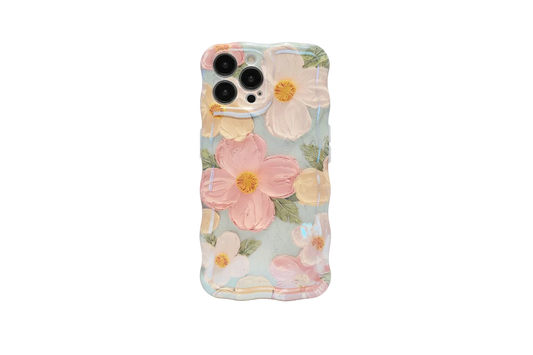 Luxury Retro Oil Painting Flower Case For Apple iPhone 11, 12, 13, 14, 15, 16, Plus, Pro, Pro Max.